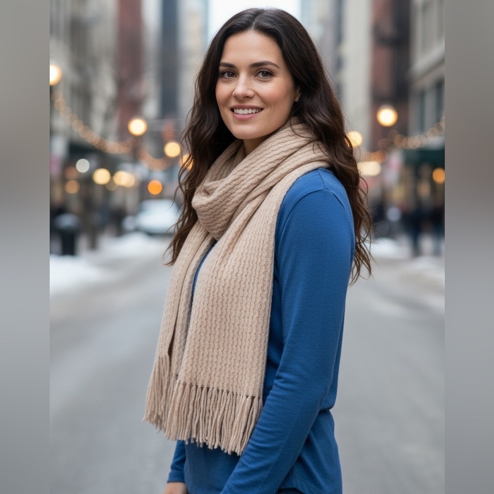 New York & Company Oblong Scarf with Metallic Gold Shimmer
